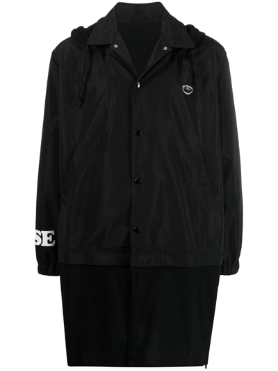 Shop Undercover Graphic-print Parka Coat In Black
