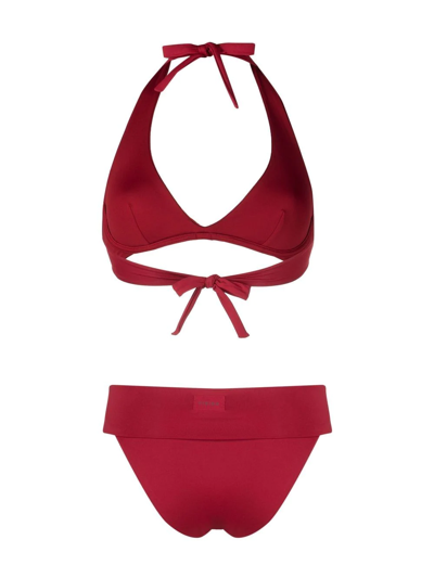 Shop Fisico Triangle Halterneck Bikini In Rot
