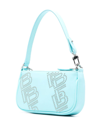 Shop By Far Mini Rachel Stud-embellished Bag In Blue