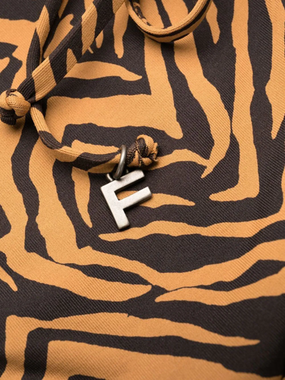 Fisico Tiger-print Logo-patch Bikini In Braun