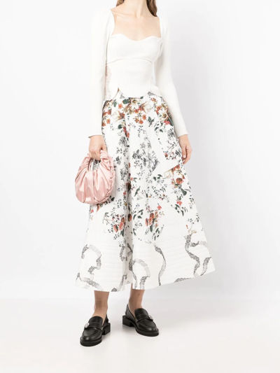 Shop Erdem Judith Floral Skirt In White