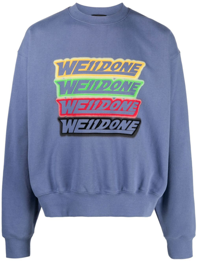 Shop We11 Done Logo-print Cotton Sweatshirt In Blue