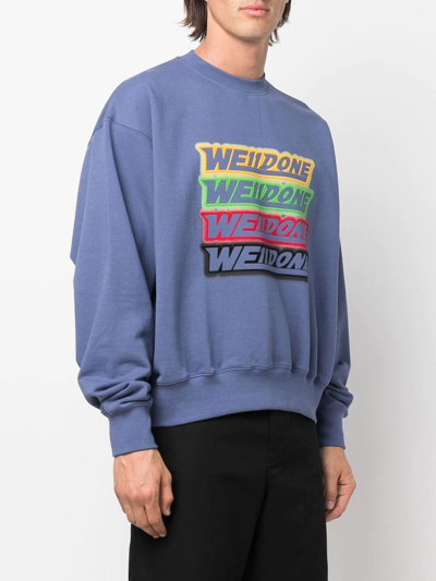 Shop We11 Done Logo-print Cotton Sweatshirt In Blue