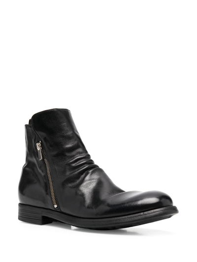 Officine Creative Leather Ankle Boots In Black