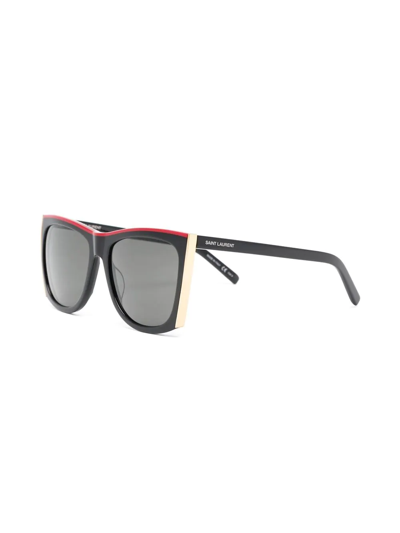 Shop Saint Laurent Paloma Rectangle-frame Sunglasses In Black