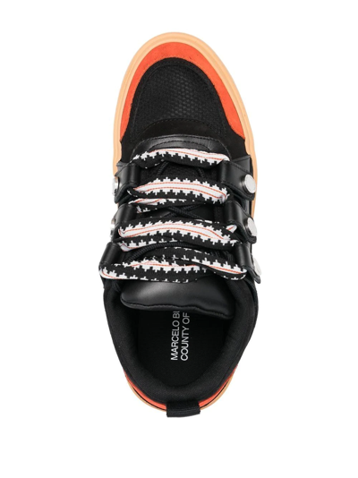 Shop Marcelo Burlon County Of Milan Colour-block Lace-up Sneakers In Black