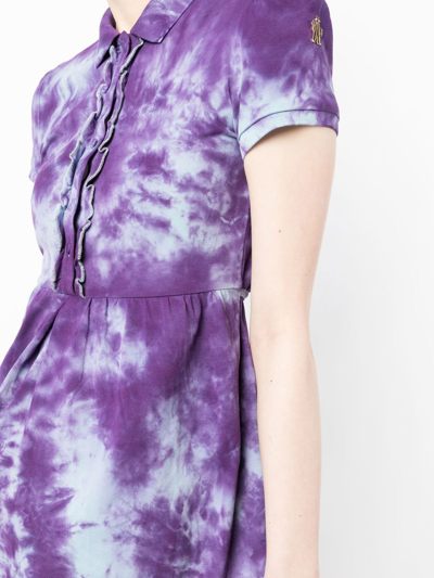 Stain Shade Tie-dye Peplum Polo Top In Violett