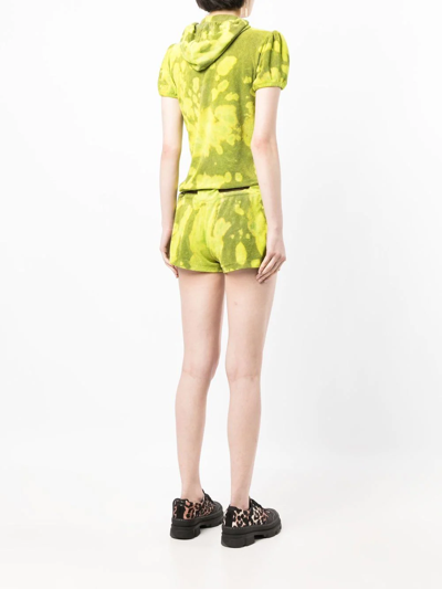 Stain Shade Tie-dye Hooded Playsuit In Grün