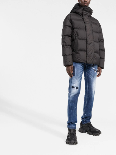 Dsquared2 Distressed Paint Splattered Jeans In Blue