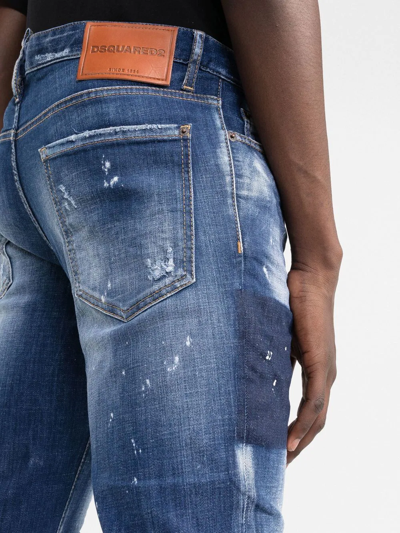 Dsquared2 Distressed Paint Splattered Jeans In Blue
