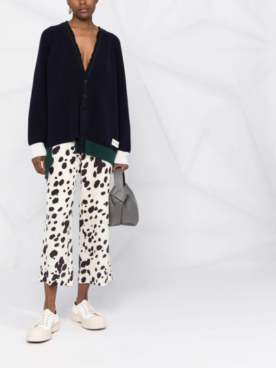 Marni Wool And Cotton Blend Cardigan In Blau