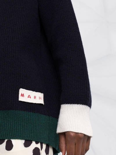 Marni Wool And Cotton Blend Cardigan In Blau
