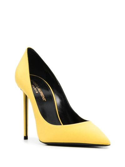 Shop Saint Laurent Zoe Pointed Pumps In Yellow