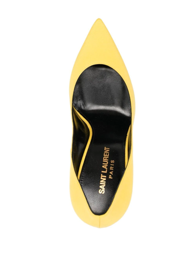 Shop Saint Laurent Zoe Pointed Pumps In Yellow