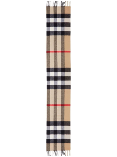 Shop Burberry Checked Cashmere Scarf In Nude