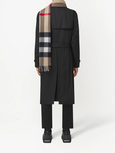 Shop Burberry Checked Cashmere Scarf In Nude