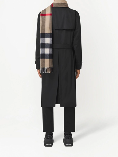 Burberry Checked Cashmere Blend Scarf In Nude