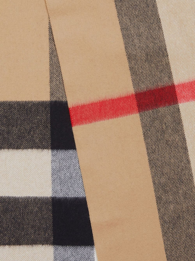 Burberry Checked Cashmere Blend Scarf In Nude