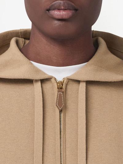 Shop Burberry Embroidered-monogram Hoodie In Neutrals