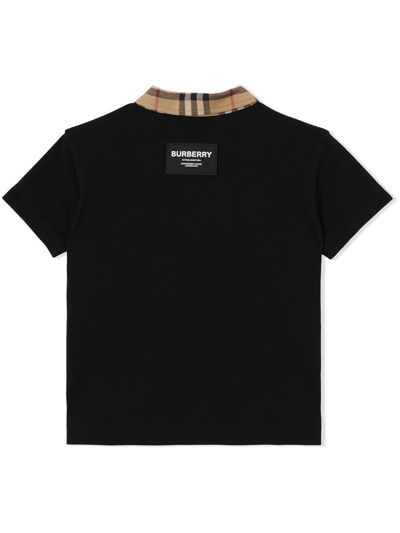 Shop Burberry Vintage Check Piqué Polo Shirt In Black