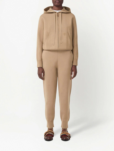 Shop Burberry Logo-embroidered Track Pants In Nude