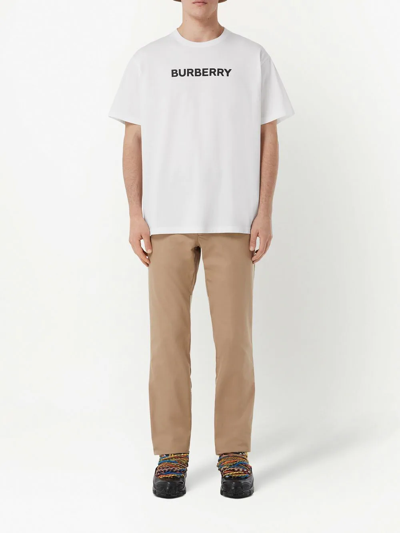 Shop Burberry Logo-print Cotton T-shirt In White