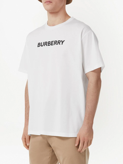 Shop Burberry Logo-print Cotton T-shirt In White