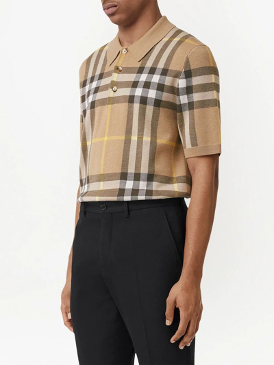 Shop Burberry Check-print Polo Shirt In Neutrals