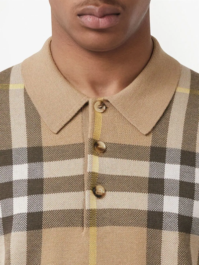 Shop Burberry Check-print Polo Shirt In Neutrals