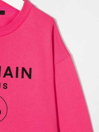 Balmain Logo-print Crew-neck Sweatshirt In Rosa
