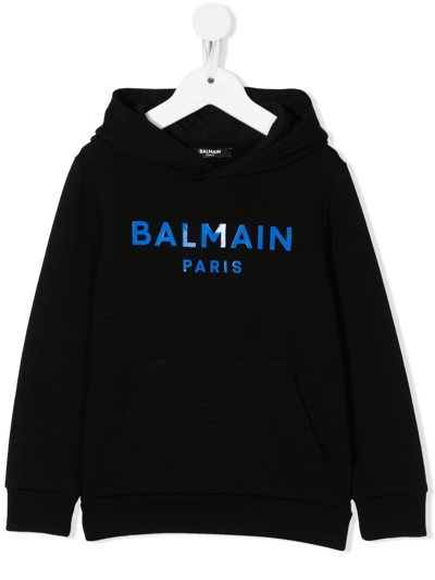 Shop Balmain Logo-print Hoodie In Schwarz