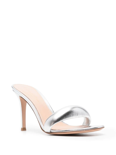 Shop Gianvito Rossi Bijoux 85mm Padded Sandals In Silver