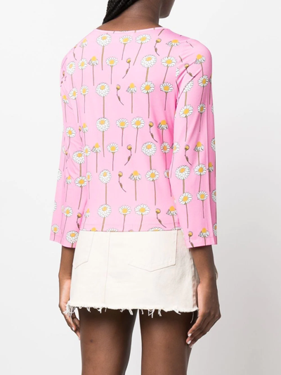 Shop Bernadette Daisy-print Round-neck T-shirt In Pink
