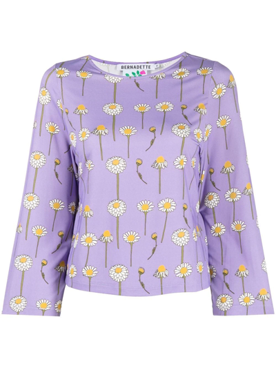 Shop Bernadette Daisy-print Round-neck T-shirt In Purple