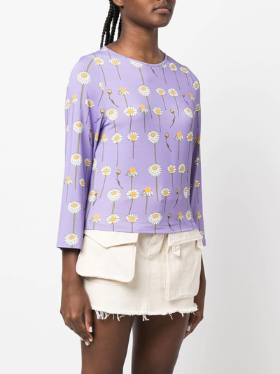 Bernadette Daisy-print Round-neck T-shirt In Purple