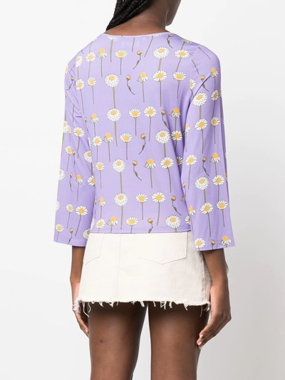 Bernadette Daisy-print Round-neck T-shirt In Purple