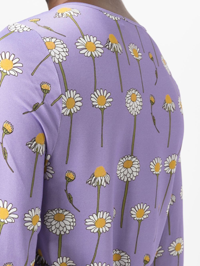 Shop Bernadette Daisy-print Round-neck T-shirt In Purple