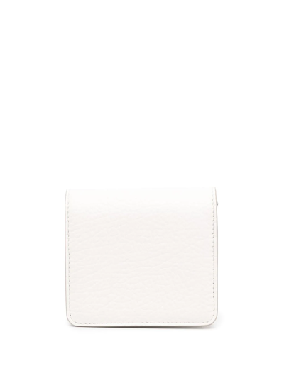 Shop Maison Margiela Four-stitch Leather Chain Wallet In White