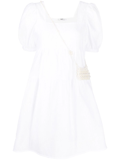 Shop B+ab Textured Puff-sleeve Mini Dress In Ivx