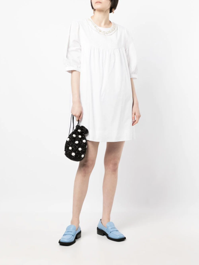 Shop B+ab Pearl Embellished Empire Dress In Weiss