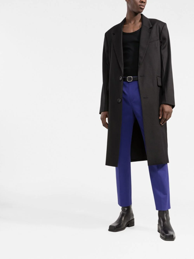 Shop Saint Laurent High-waisted Tailored Cropped Trousers In Blau
