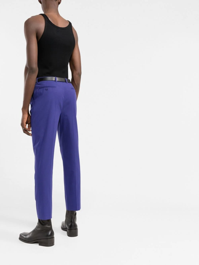 Shop Saint Laurent High-waisted Tailored Cropped Trousers In Blau