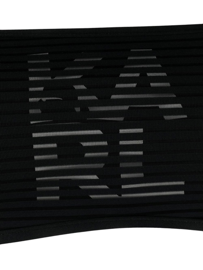 Shop Karl Lagerfeld Logo-print Bandeau Bikini Top In Schwarz