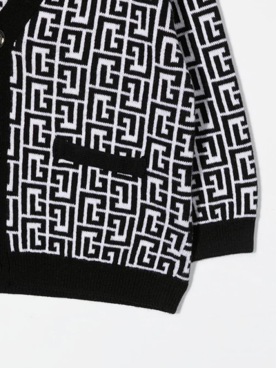 Shop Balmain Graphic-print Cardigan In Schwarz