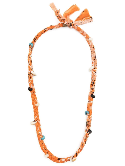 Shop Alanui Beaded Woven Necklace In 2285 Orange M
