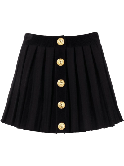 Shop Balmain Pleated Button-up Skirt In Schwarz