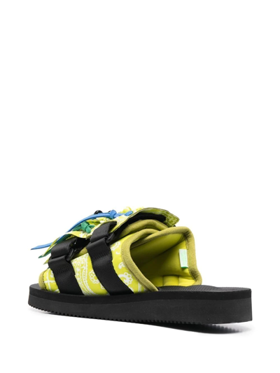 Shop Alanui X Suicoke Paisley-print Fringed Sandals In Lime Multicolor
