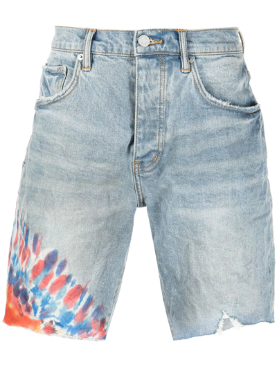Purple Brand Tie-dye Print Denim Shorts In Blau