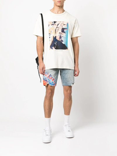 Purple Brand Tie-dye Print Denim Shorts In Blau