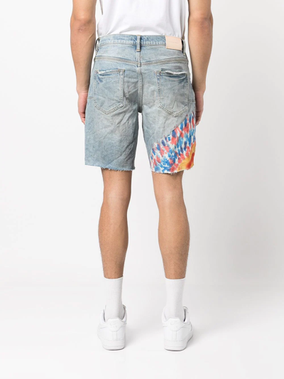 Purple Brand Tie-dye Print Denim Shorts In Blau